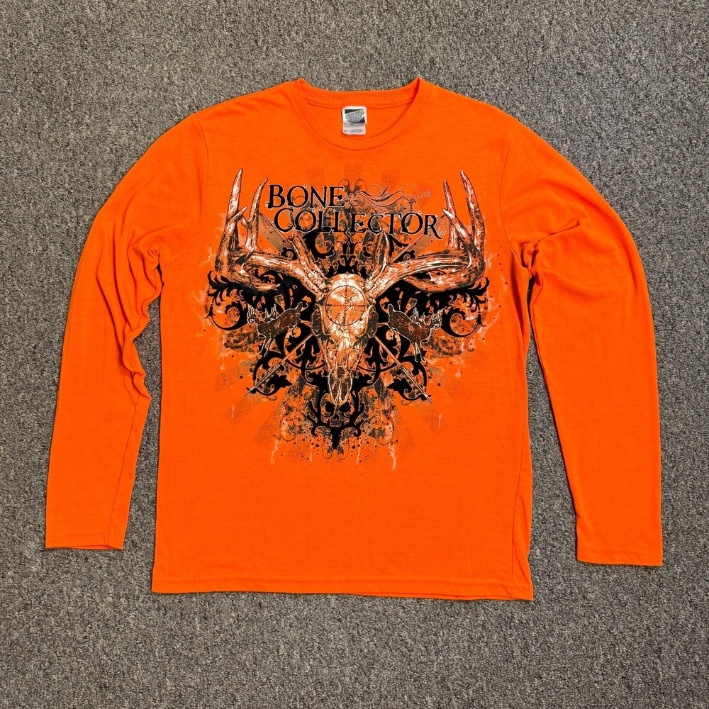 Paramount Outdoors Bone Collector Blaze Orange Long Sleeve Graphic Shirt Mens M